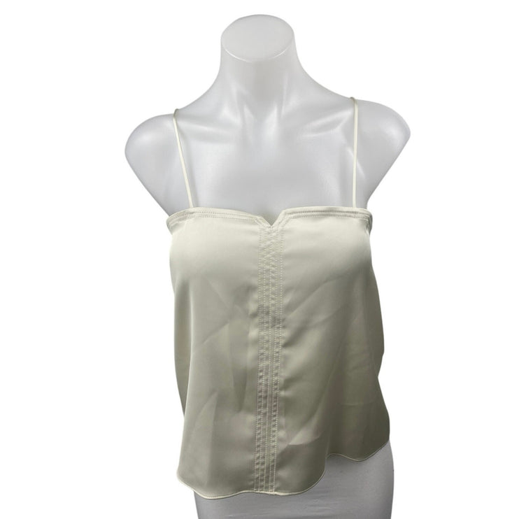 Zara Women's Cream Sleeveless Silk Satin Square Cami Camisole Tank Top Size S