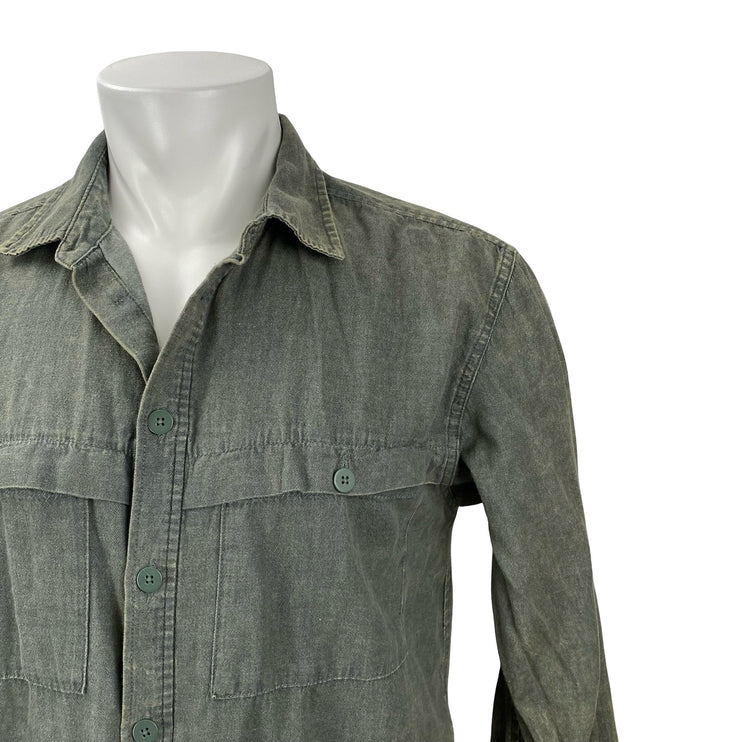 Urban Outfitters Moss Acid Wash Collared Long Sleeve Button Down Shirt Top Sz M