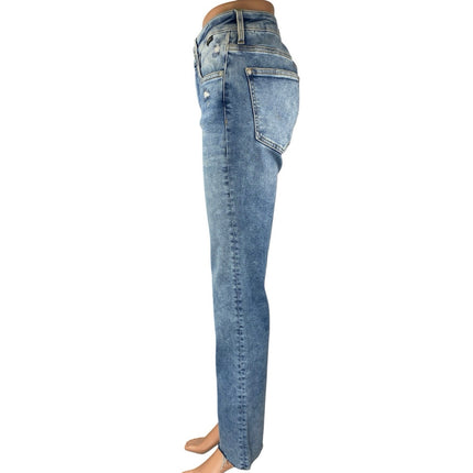 Mavi Maria Slit Women's Blue High Rise Distressed Flare Bootcut Denim Jeans 26