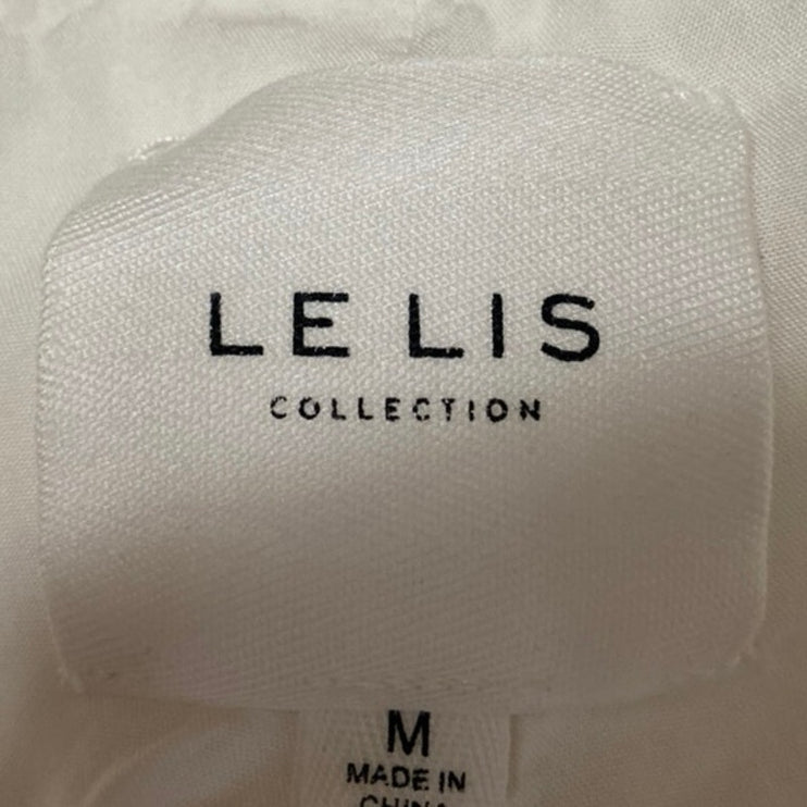 Le Lis White Button Front Notch Collar Pockets Long Sleeve Blazer Coat Jacket M