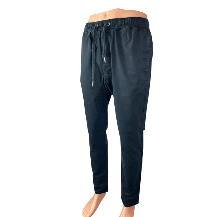 Zanerobe Men's Black Tapered Athletic Activewear Trousers Jogger Sweat Pants 36