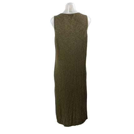 Banana Republic Olive Green Ribbed Knit Sleeveless Slit Midi Tank Dress Size L