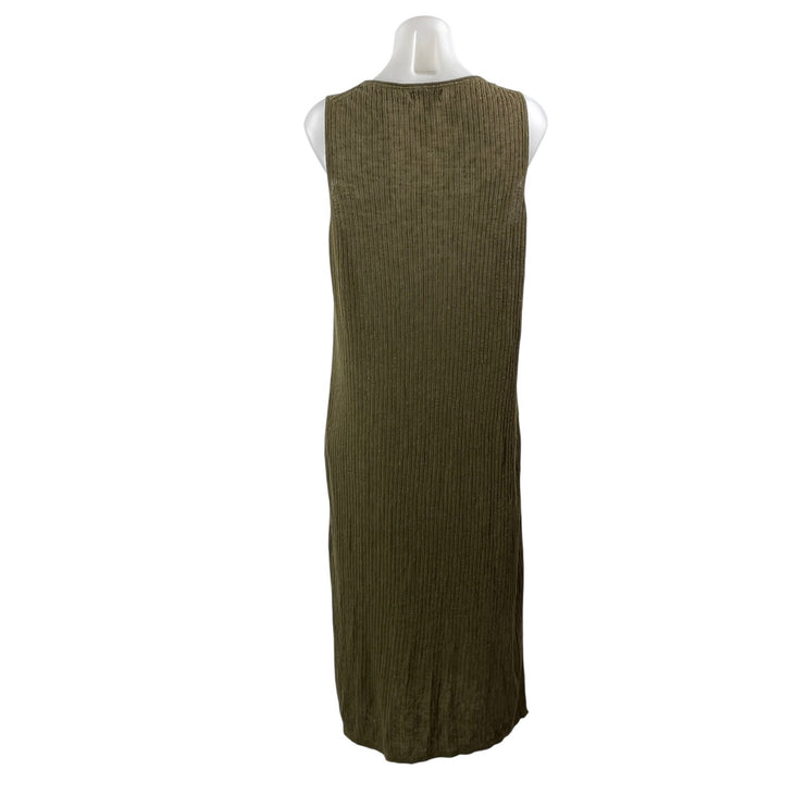 Banana Republic Olive Green Ribbed Knit Sleeveless Slit Midi Tank Dress Size L