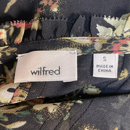 Aritzia Wilfred Black Floral Long Sleeve Chiffon Mesh Ruffle Blouse Top Size S