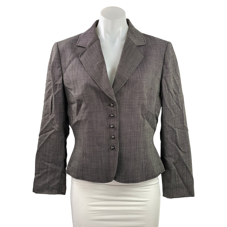 Tahari Women's Gray 100% Wool Long Sleeve Notch Lapel Blazer Coat Jacket Size 10