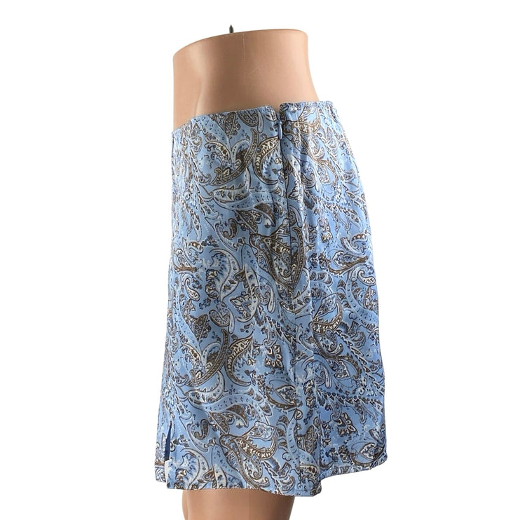 Hollister Women's Blue Multicolor Paisley Print Side Zip Mini A-Line Skirt Sz M