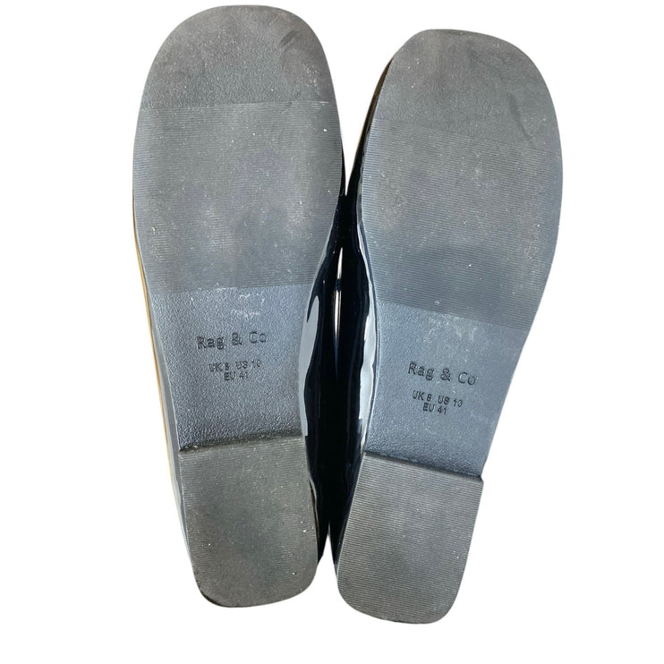 Rag & Co Women's Black Patent Leather Square Toe Slip On Loafers Shoes Size 10