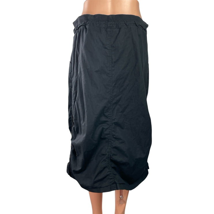 Contrast Women's Black High Waisted Straight Parachute Cargo Midi Skirt Size M