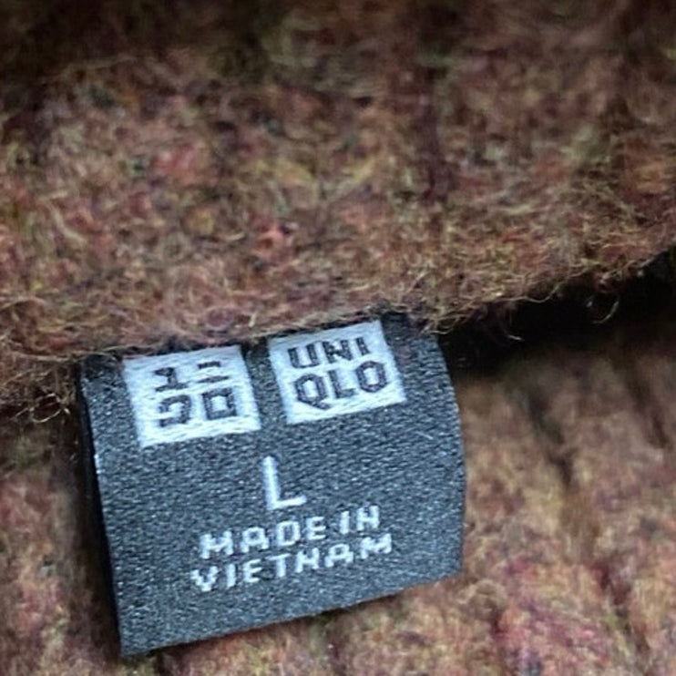 Uniqlo Brown Quarter Zip Turtleneck Long Sleeve Pullover Sweater Top Size L