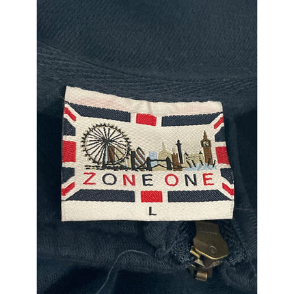 Zone One Blue Embroidered Logo High Neck Long Sleeve Swetaer Sweatshirt Top Sz L