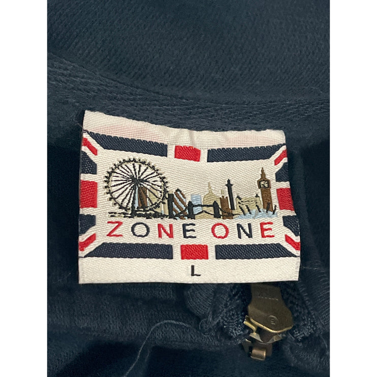 Zone One Blue Embroidered Logo High Neck Long Sleeve Swetaer Sweatshirt Top Sz L