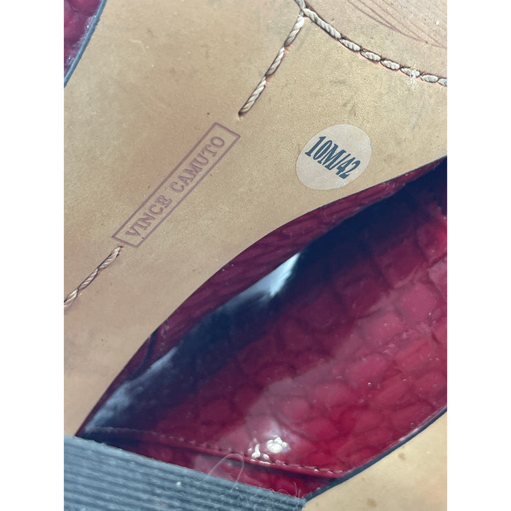 Vince Camuto Benedie Red Patent Leather Crocodile Pointed Toe Ankle Boots Sz 10