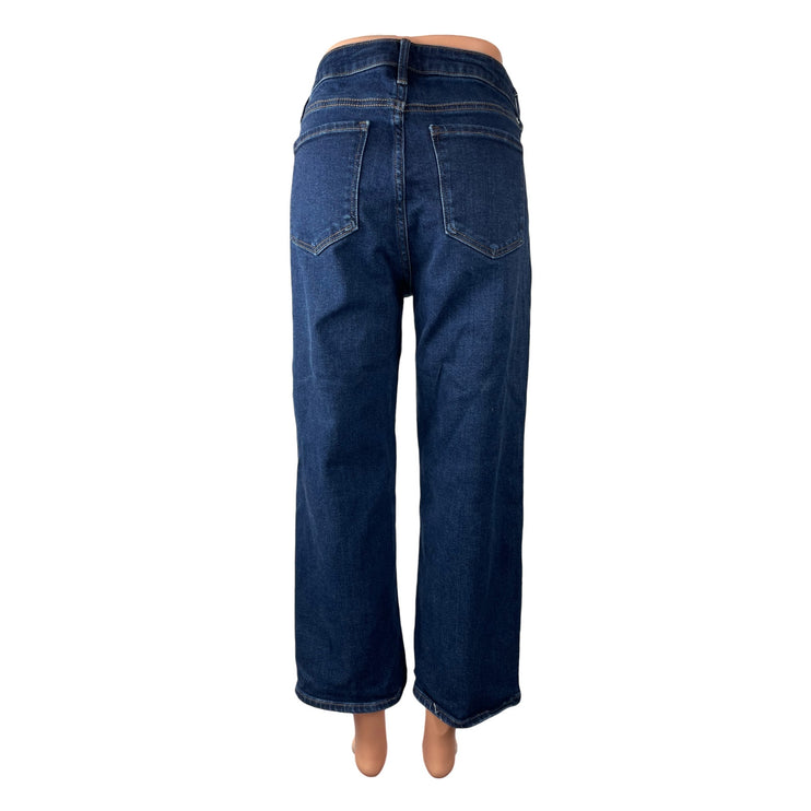 Quince Women's Blue High Rise Capri Baggy Straight Wide Leg Denim Jeans Pants 31