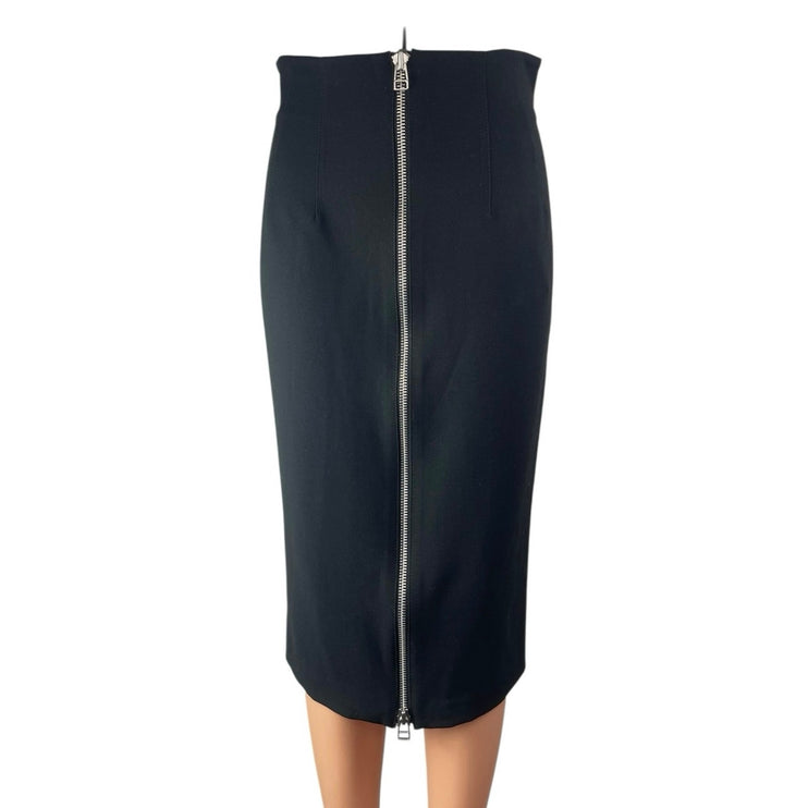 NEW Veronica Beard Erin Women's Black Zip Up Front Midi Straight Pemcl Skirt 6