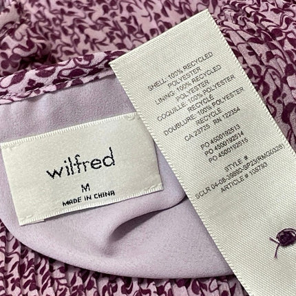 Aritzia Wilfred Purple Floral Ruffle Sleeve Pleated Plisse A Line Mini Dress M