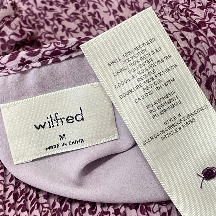 Aritzia Wilfred Purple Floral Ruffle Sleeve Pleated Plisse A Line Mini Dress M