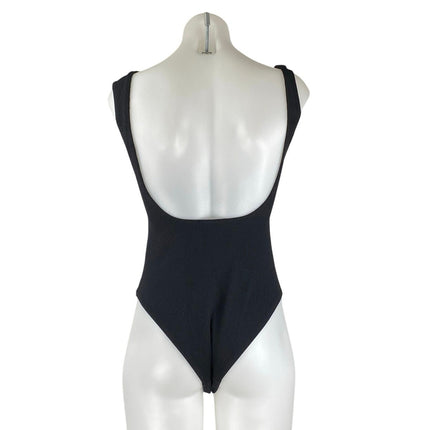 Zara Women's Black Sleeveless Square Neck Open Back Tank Bodysuit Top Size S