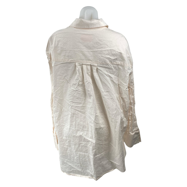 Selkie Women's Light Pink Long Sleeve Pocket Button Down Tunic Shirt Top Size L