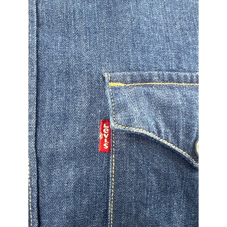 Levi's Men Blue Standard Fit Long Sleeve Button Down Denim Jean Shirt Top Size L