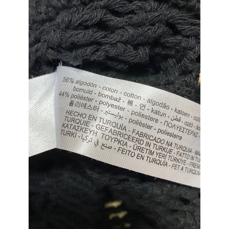 Zara Women's Black Sleeveless Crew Neck Open Knit Sheer Crop Sweater Vest Sz XL