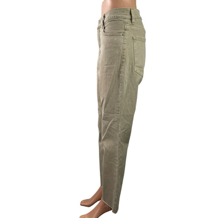 MNG Mango Sienna Olive Green High Rise Flared Bootcut Denim Jeans Pants Size 8