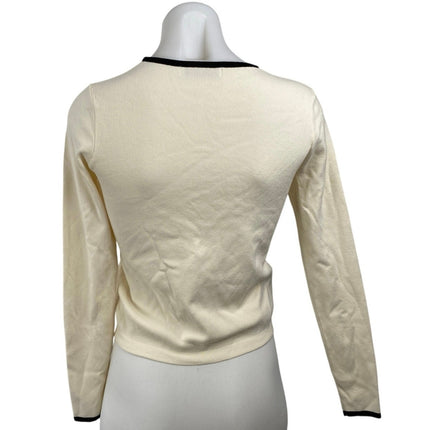 MNG Mango Women's Cream Long Sleeve Crew Neck Knit Cropped Sweater Top Size XS