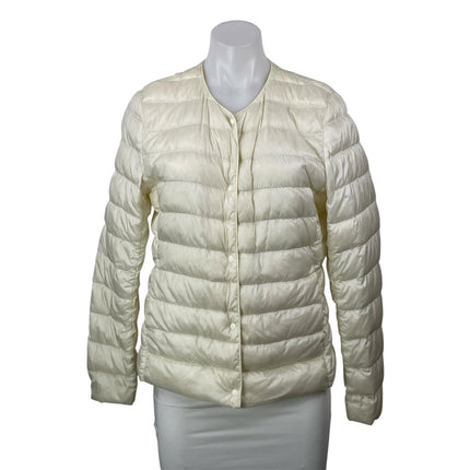 Uniqlo Off White Long Sleeves Ultra Light Down Compact Puffer Coat Jacket Size M