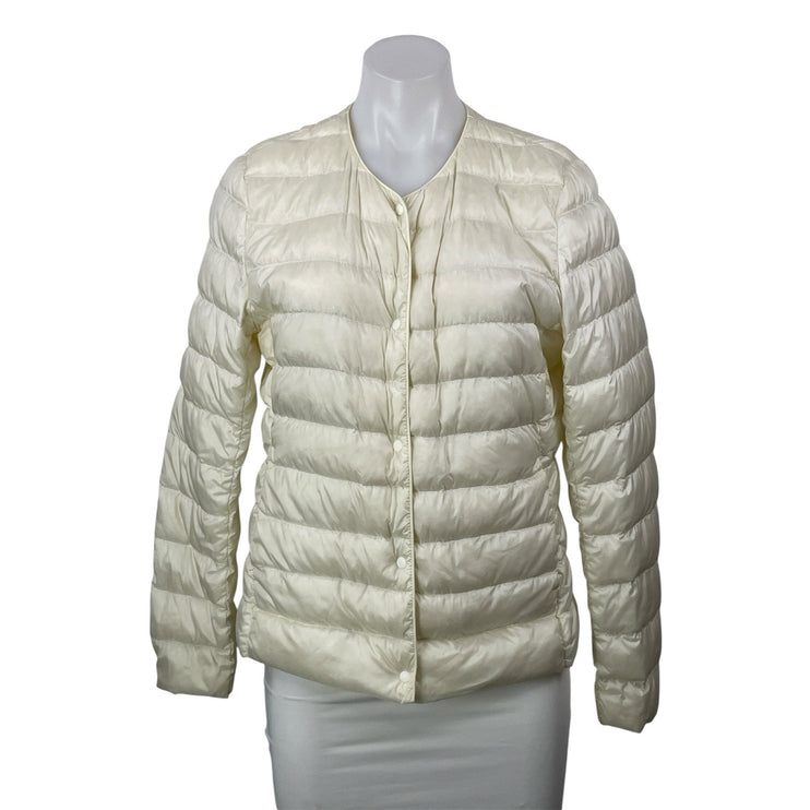 Uniqlo Off White Long Sleeves Ultra Light Down Compact Puffer Coat Jacket Size M