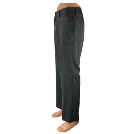 Perry Ellis Men's Gray Pinstriped Mid Rise Straight Trousers Dress Pants 32/32