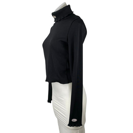 Nike Women's Black Ribbed Knit Long Sleeve Turtle Neck Crop Sweater Tops Size S