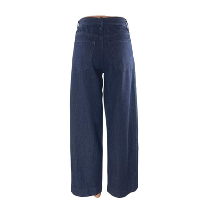 Banana Republic Womens Navy Blue High Rise Wide Leg Baggy Trousers Pants Size 24