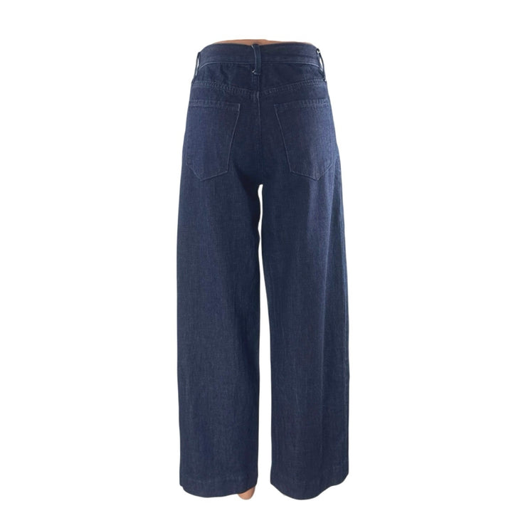 Banana Republic Womens Navy Blue High Rise Wide Leg Baggy Trousers Pants Size 24