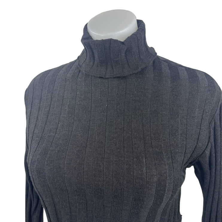 Zara Women's Black Ribbed Knit Turtleneck Long Sleeve Crop Sweater Top Size S