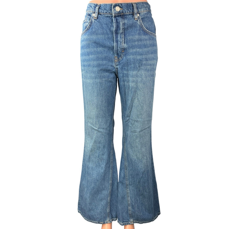 Free People We The Free Women's Blue High Rise Flare Bell Bottom Denim Jeans 28