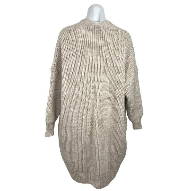 Topshop Beige Balloon Sleeve Mid Length Oversized Open Cardigan Sweater Size 0/2