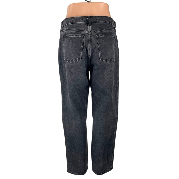 Abercrombie & Fitch The Straight Mid Rise Black Relaxed Denim Jeans Size 28