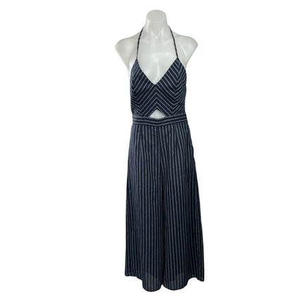 Lunic Black Chevron Striped Sleeveless Cami Camisole Wide Leg Romper Jumpsuit S