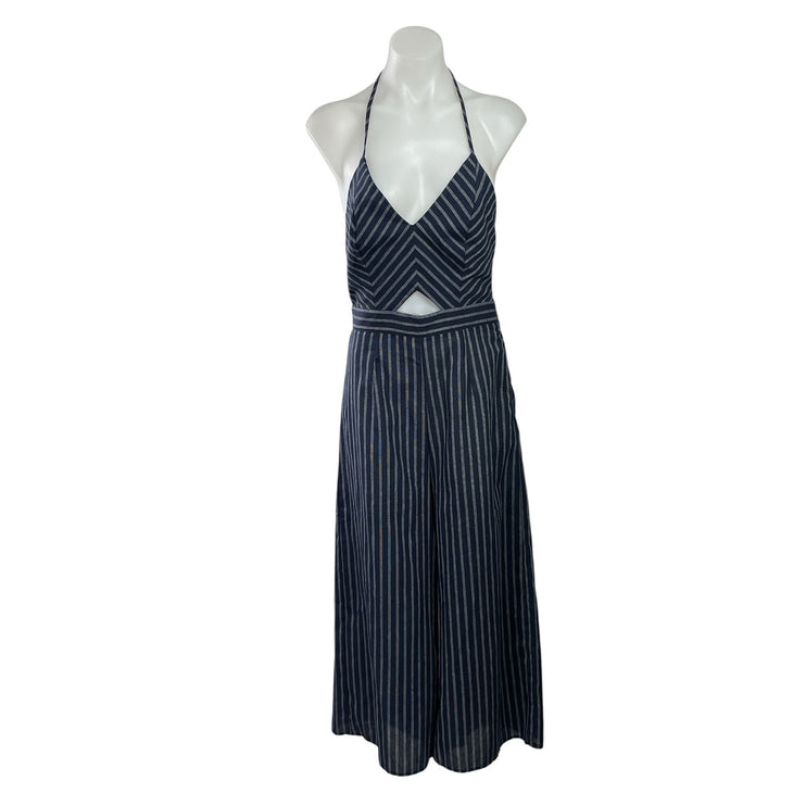 Lunic Black Chevron Striped Sleeveless Cami Camisole Wide Leg Romper Jumpsuit S