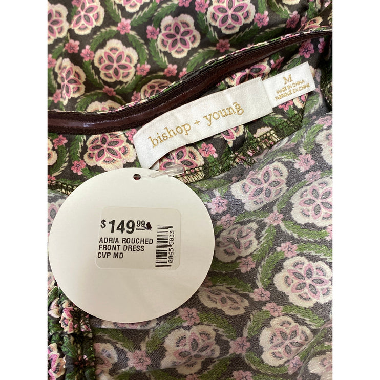 NEW Bishop + Young Adria Multicolor Floral Ruched Sleeveless Cami Tank Dress M