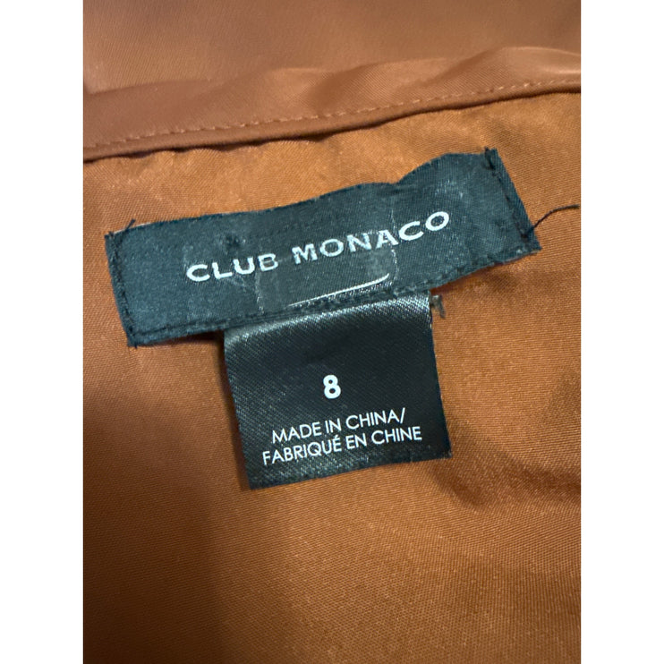 Club Monaco Brown Silk Satin High Waisted Slit Full Straight Maxi Slip Skirt 8