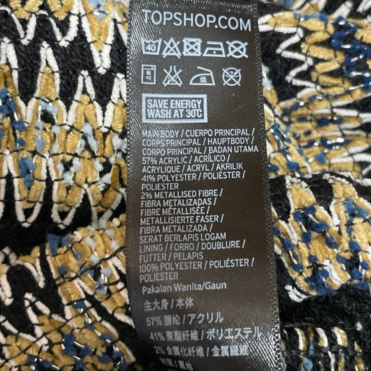 Topshop Multicolor Tweed Chevron Knit Sleeveless Round Neck Mini Sheath Dress 4