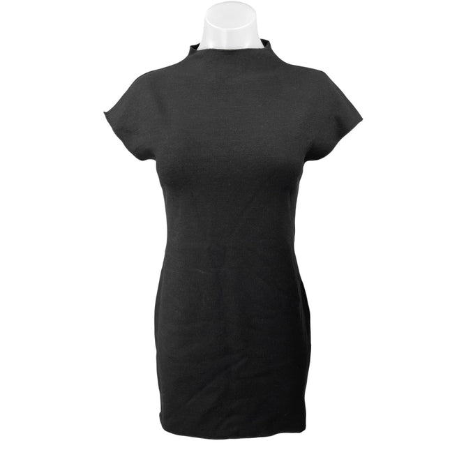 NEW Zara Black Short Sleeve Mock Neck Stretch Mini T Shirt Bodycon Dre Brie NEW Zara Black Short Sleeve Mock Neck Stretch Mini T Shirt Bodycon Dre Brie