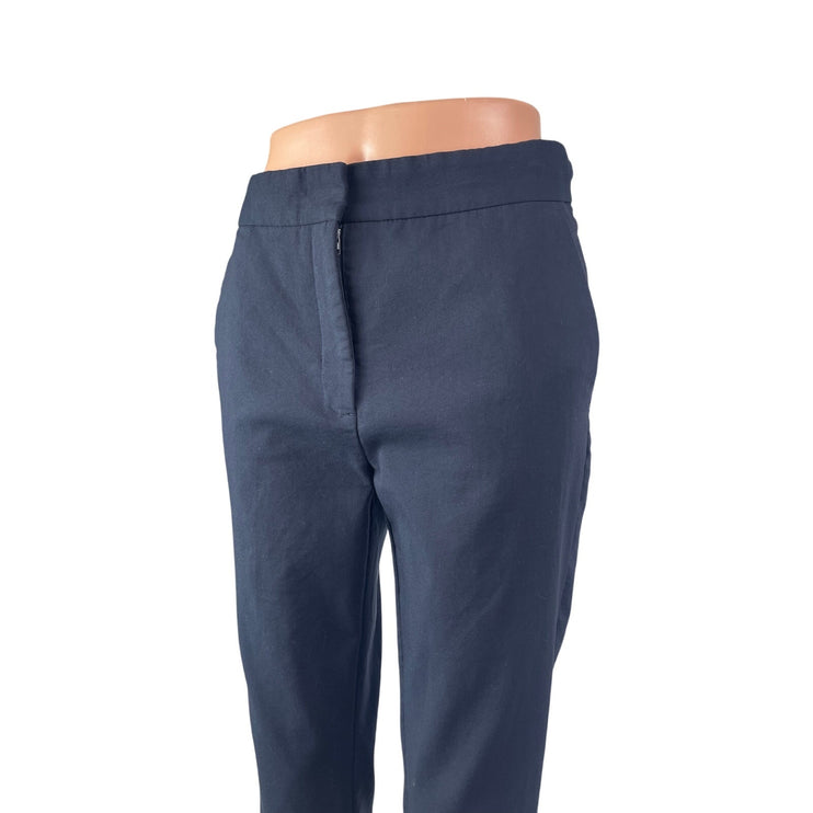 Zara Women's Blue High Waisted Straight Leg Slim Fit Trousers Dress Pants Sz M