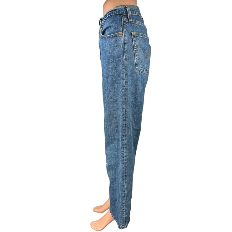 Levi's Women's Blue Ribcage Straight Distressed High Rise Denim Jeans Size 29