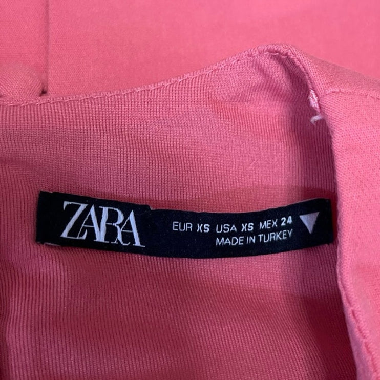 Zara Women's Pink Sleeveless Button Back Crew Neck Casual Crop Tank Top Size XS