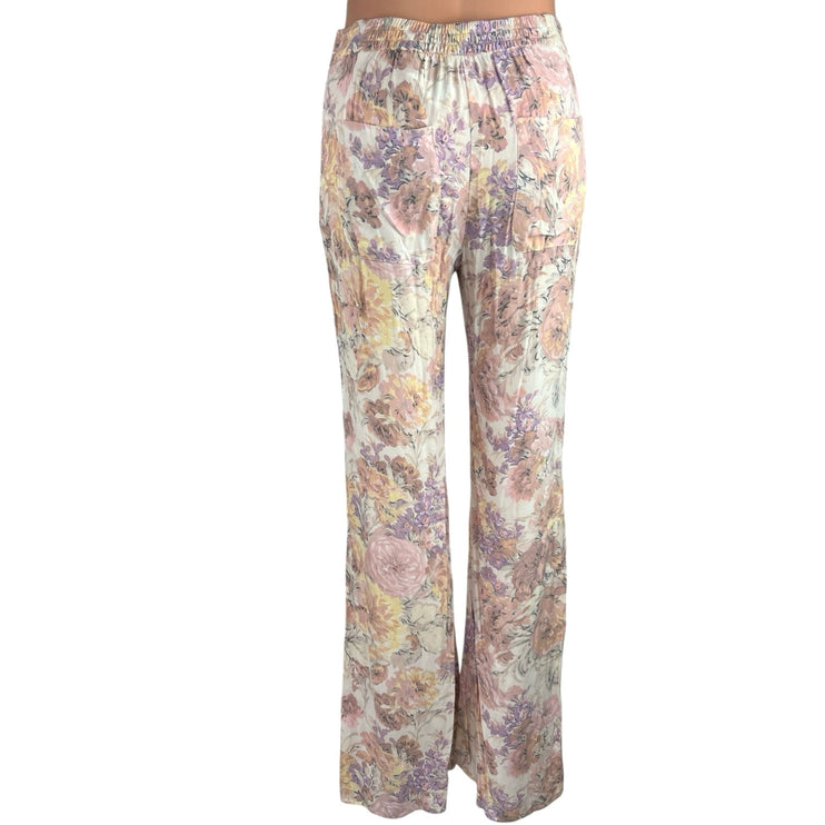 Zara Multicolor Crepe Floral High Waist Flare Leg Bell Bottom Ankle Pants Size S