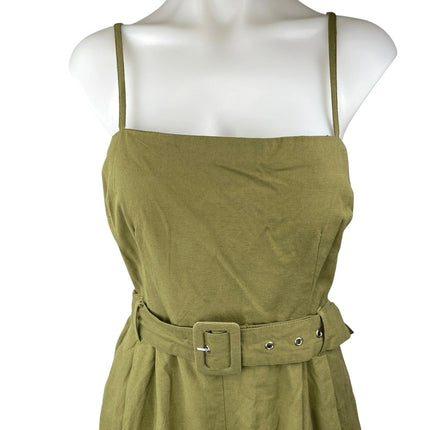 Asos Design Women's Green Sleeveless Belted Cami Camisole Romper Shorts Size 6
