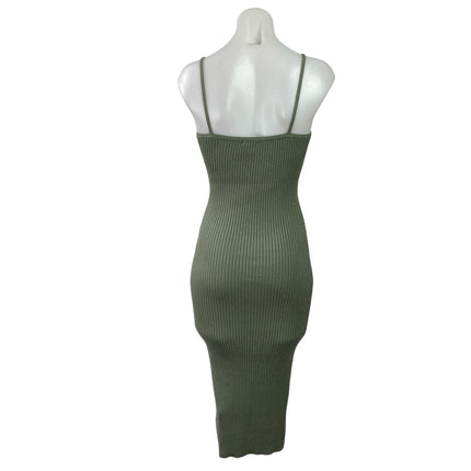 Princess Polly Olive Green Sleeveless Ribbed Knit Camisole Midi Bodycon Dress S