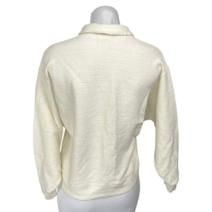 Madewell Women's Cream Ribbed Knit Polo Collar Long Sleeve Sweater Top Size XS