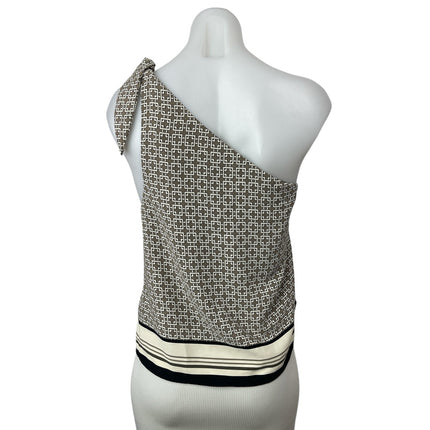 Abercrombie & Fitch Beige Geometric Sleeveless One Shoulder Scarf Tank Top Sz L